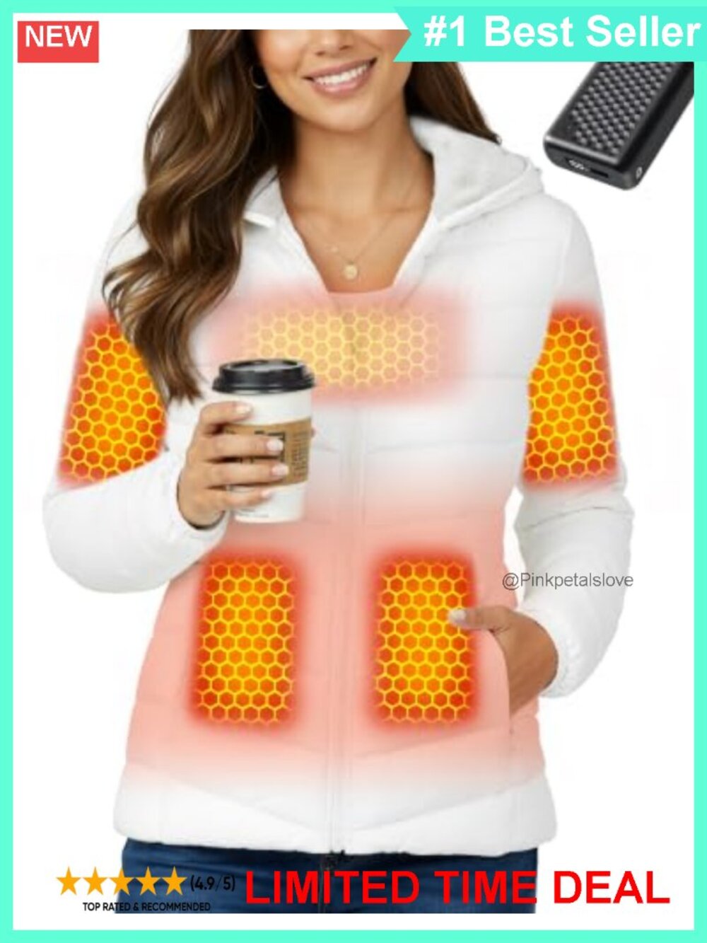 Graphene Heated Jacket 12V Fast Charge Windproof Water Repellent Women Coat